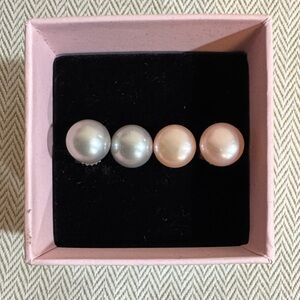 Honora Elegant Pearl Stud Earrings Set (silver and pink)